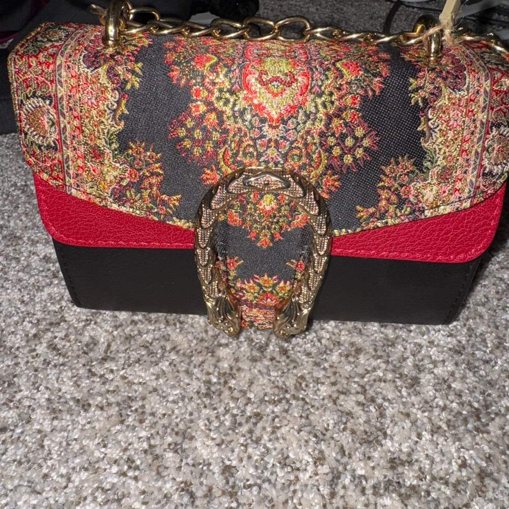 Elegant Red and Black Women's Bag